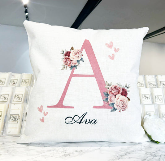 Pink Initial with Flowers Design (Various Products)