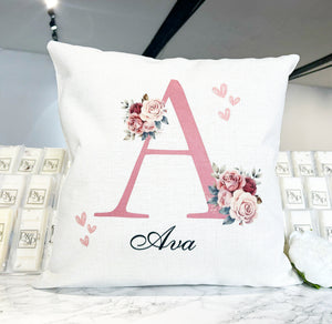 Pink Initial with Flowers Design