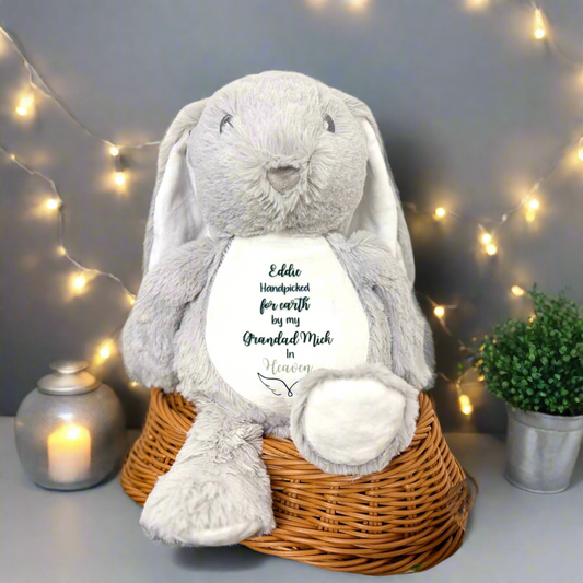 Floppy Rabbit Plush Teddy -“Handpicked for Earth” with Angel Wings