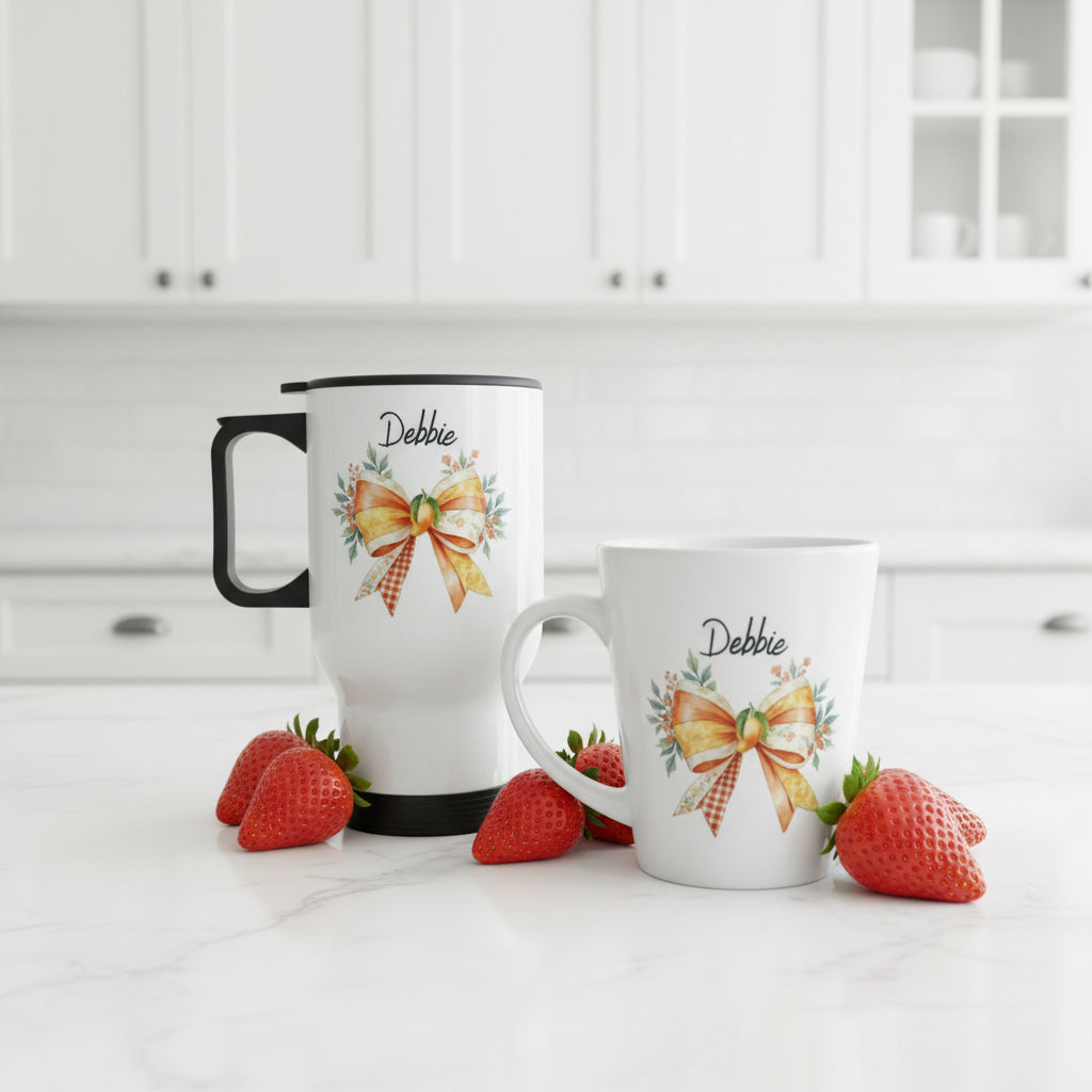Mango Bow Travel Mug 14oz and Large Latte Bundle