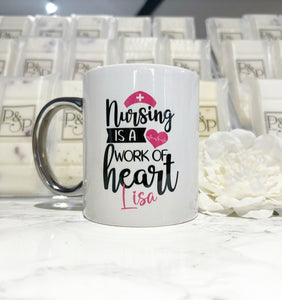 Nursing is a work of heart Mug