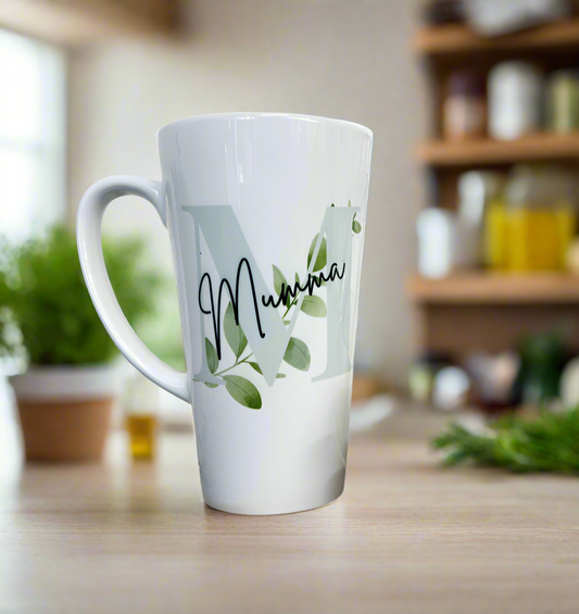 New Latte Ceramic Mug 17oz Initial Grey inc Box