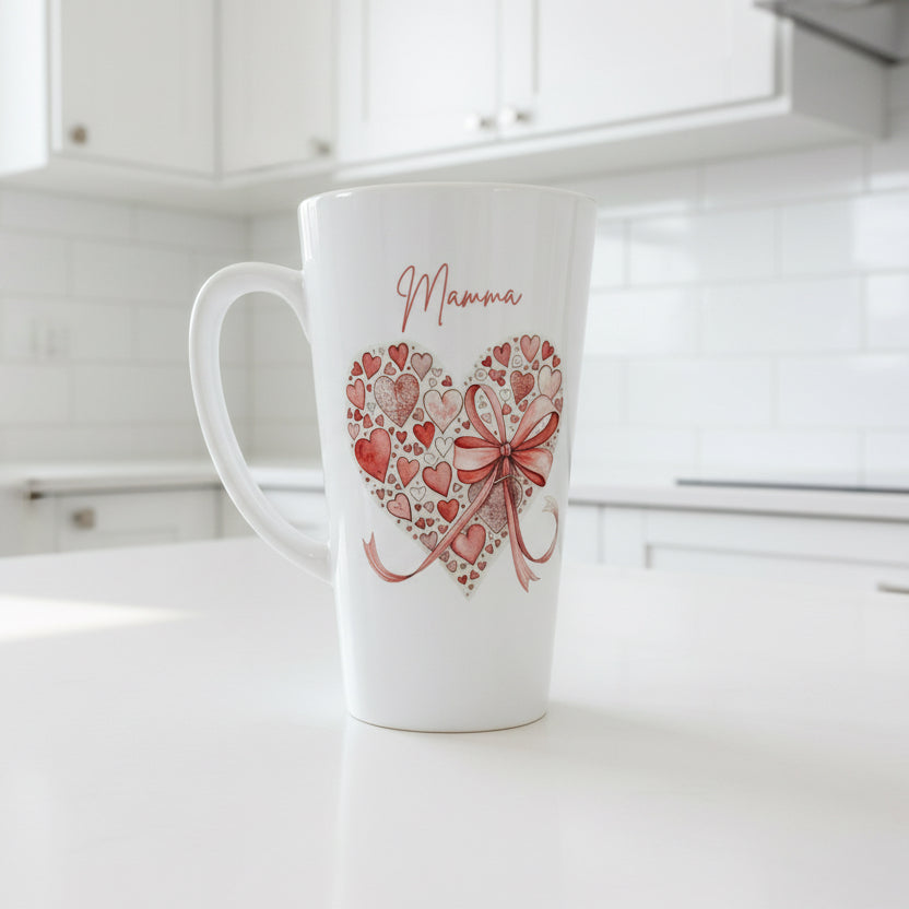 New Heart with Bow Mug 17oz