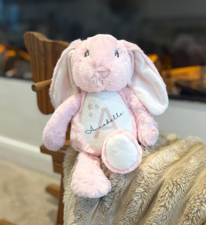 Pink Floppy Rabbit Plush with Initial & Name