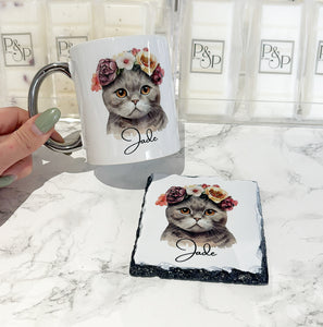 Cat Mug and Coaster Set