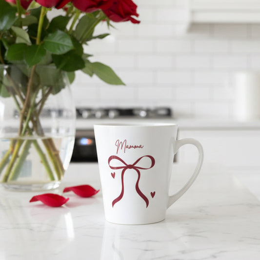 Mini Latte Mug Delicate Red Bow with hearts