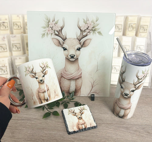 Dusky Pink Deer (Splashback, Tumbler & Mug and Coaster)