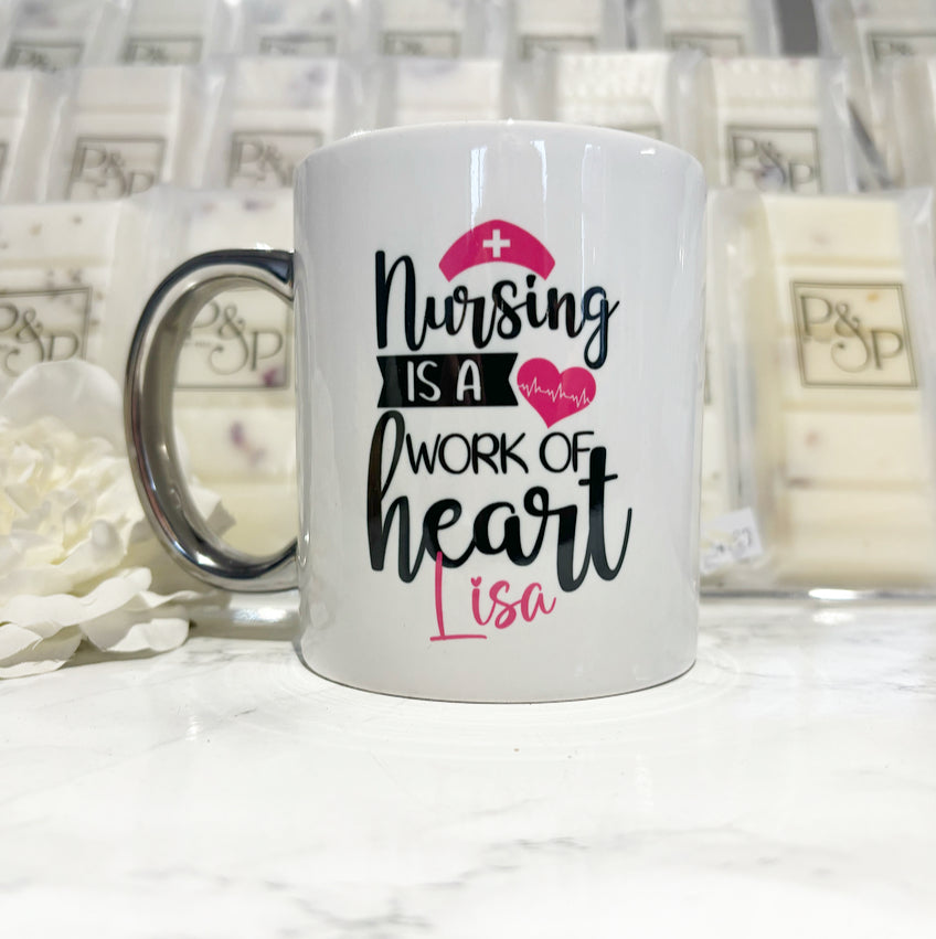 Nursing is a work of heart Mug