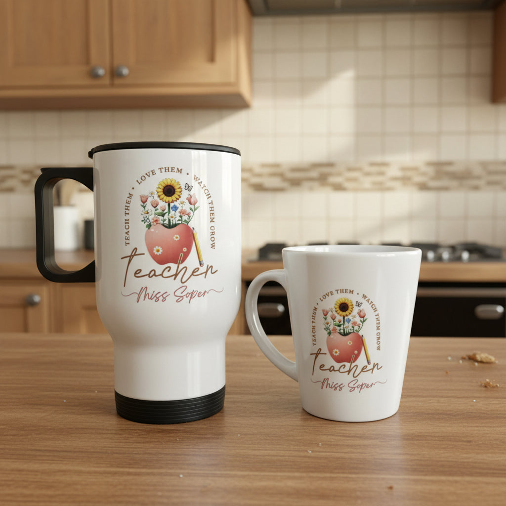 Teacher Apple Travel Mug 14oz and Mini Latte Bundle