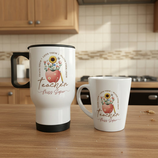 Teacher Apple Travel Mug 14oz and Mini Latte Bundle