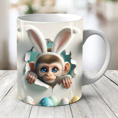 Plastic/ Polymere Monkey Easter Peakaboo Mug