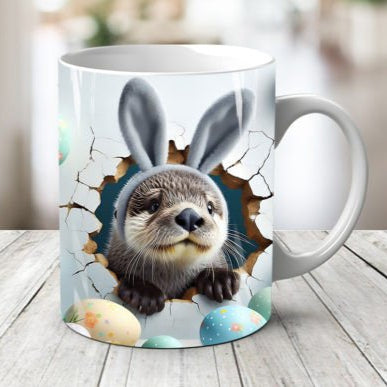 Plastic/ Polymere Otter Easter Peakaboo Mug