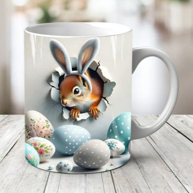 Plastic/ Polymere Squirrell Easter Peakaboo Mug