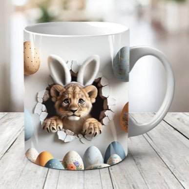 Plastic/ Polymere Lion Cub Easter Peakaboo Mug