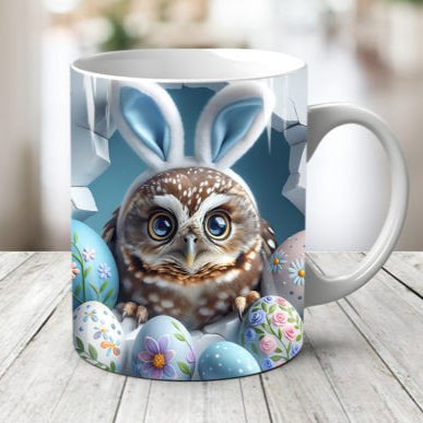 Plastic/ Polymere Owl Easter Peakaboo Mug