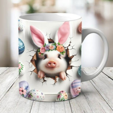 Plastic/ Polymere Pig Easter Peakaboo Mug