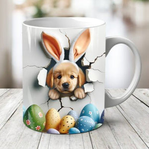 Plastic/ Polymere Puppy Easter Peakaboo Mug