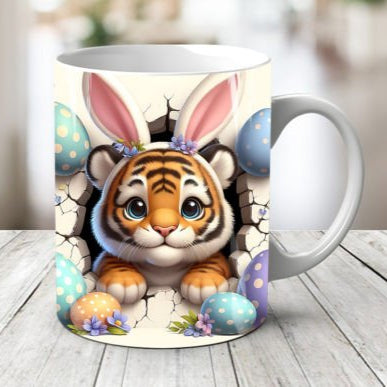 Plastic/ Polymere Tiger Easter Peakaboo Mug