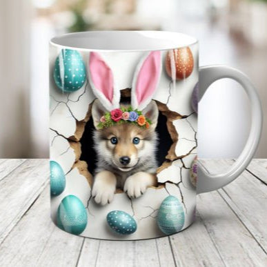 Plastic/ Polymere Wolf Easter Peakaboo Mug by