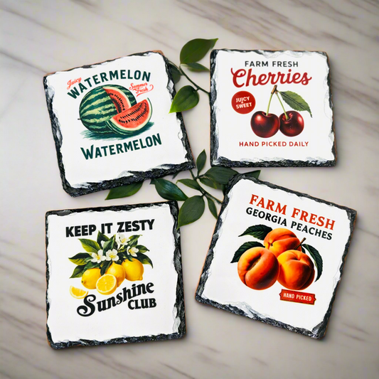 Vintage Fruit Coaster set of 4