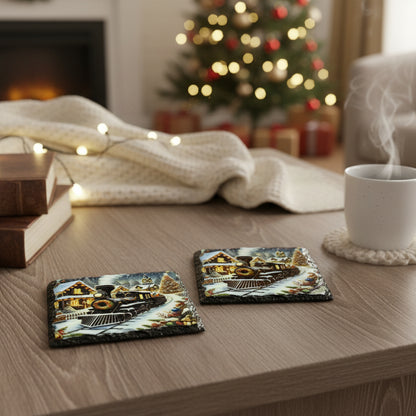 2 Set of Christmas Train Coasters