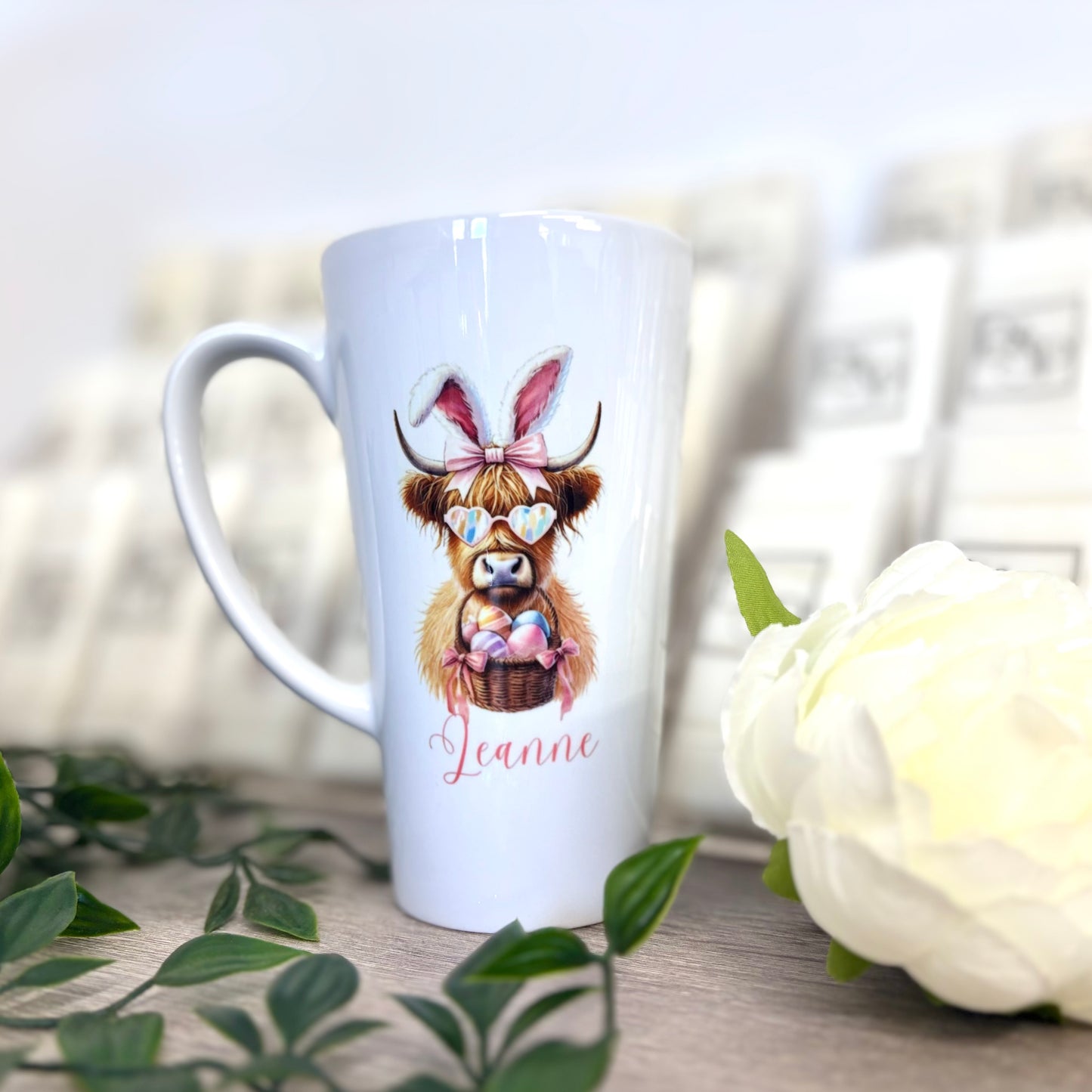 New Latte Ceramic Mug 17oz Baby Highland Cow Easter inc Box