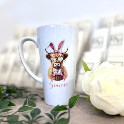 New Latte Ceramic Mug 17oz Baby Highland Cow Easter inc Box