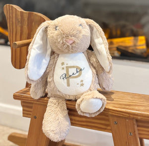 Brown Floppy Rabbit Plush with Initial & Name