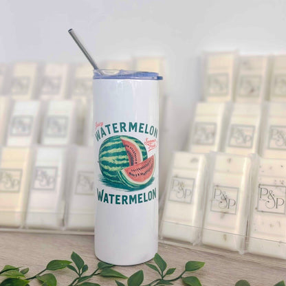 White Tumbler with Vintage Fruits