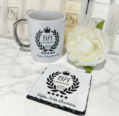 Year of Birth Mug and Coaster Set