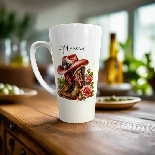 New Latte Cowboy Boots Ceramic Mug 17oz  inc Box