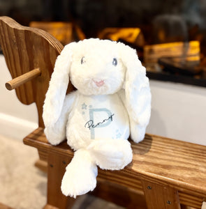 Pre Order: White Floppy Rabbit Plush with Initial & Name