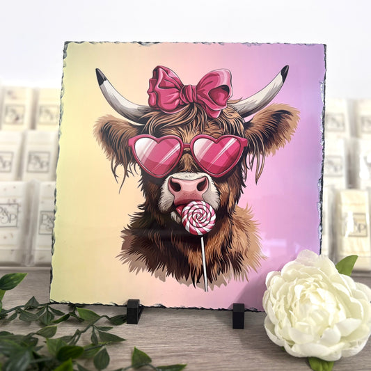 Highland Cow Pink Slate Design