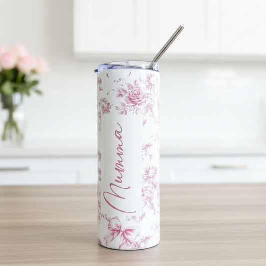 Floral Bow and Roses Named Tumbler