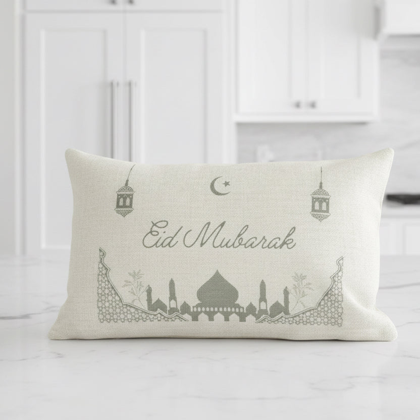 Eid Mubarak Sage Green Long Cushion