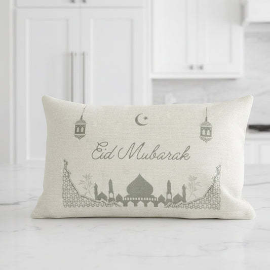 Eid Mubarak Sage Green Long Cushion