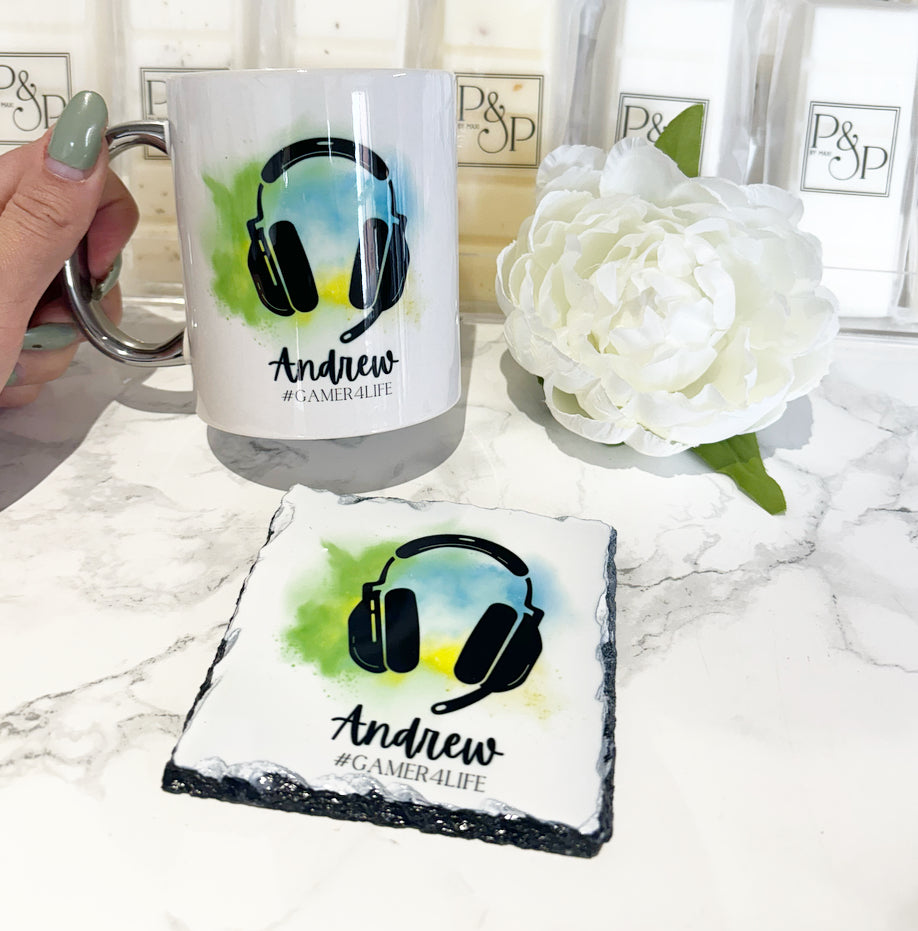 Headset Mug and Coaster Set