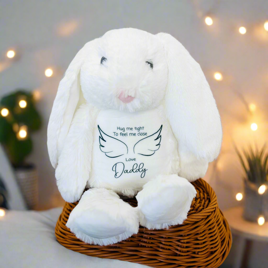 Floppy Rabbit Plush Teddy - Hug me tight and hold me close - Angel wing