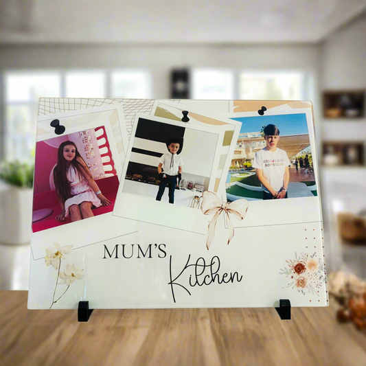 3 Photo Chopping Board with bows and flowers