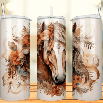 Floral Boho Horse Tumbler