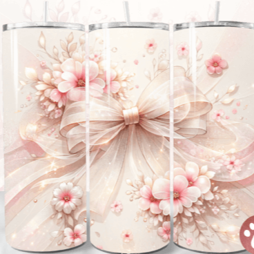 Light Pink/ Neutral Bows Tumbler