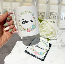 Pastel Teacher Wreath Mug and Coaster