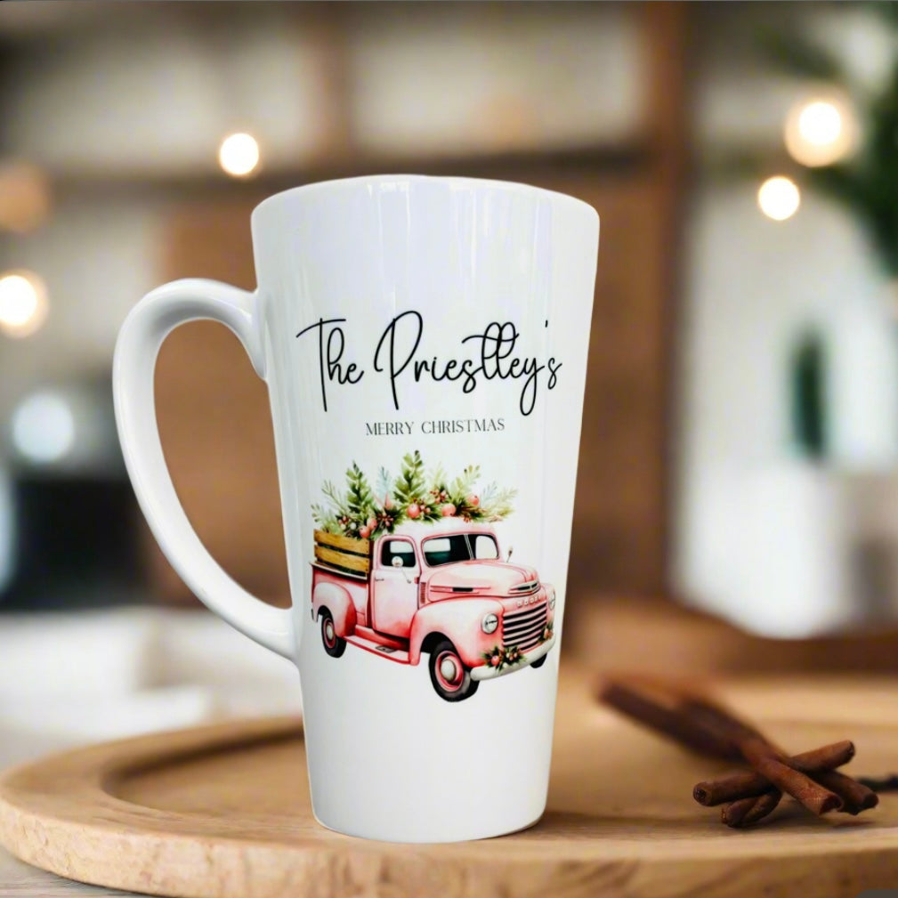 Pink Truck Latte Ceramic Mug 17oz inc Box