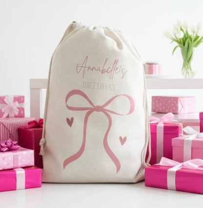 Pink Bow Birthday Sack