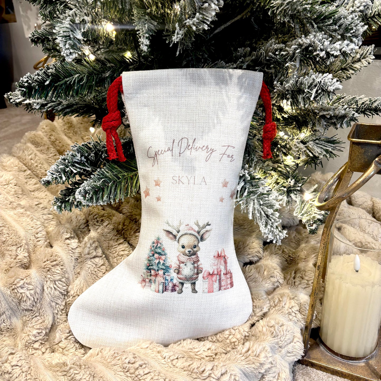 Santa Sack Pink Reindeer / Presents