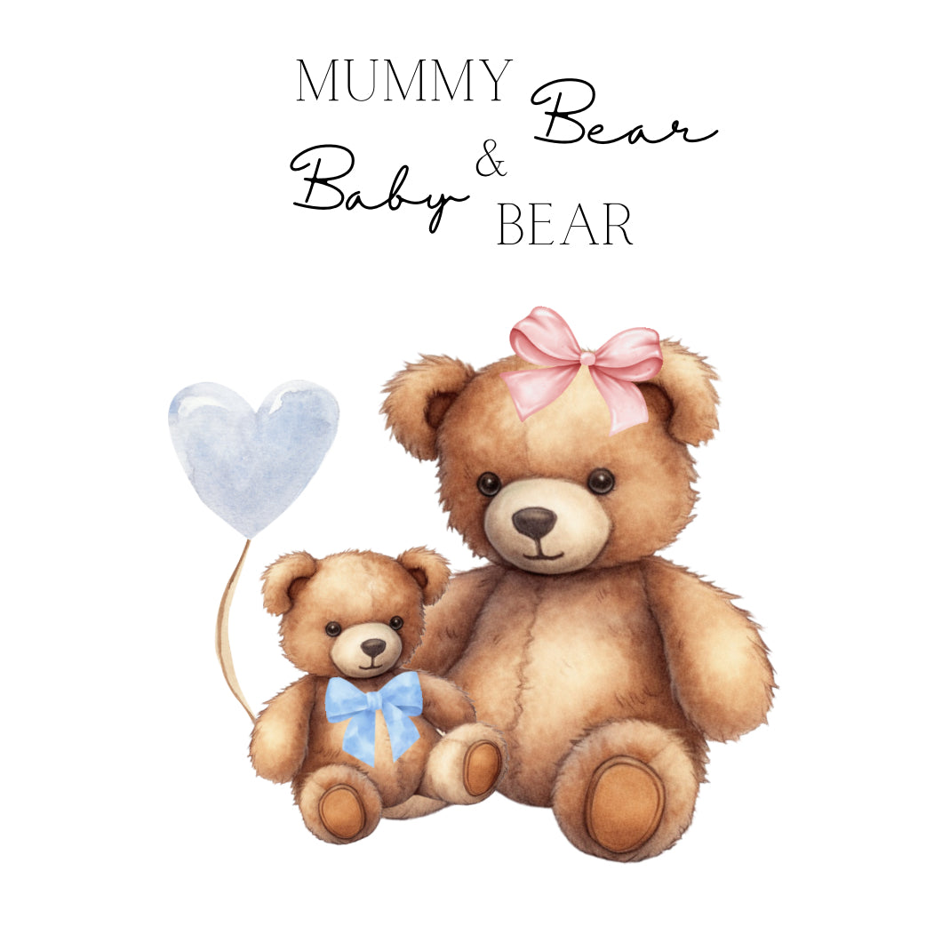 Mamma Bear, 1 Boy Child Latte Mug and Love Heart Mug, 40cm Cushion, Splashback