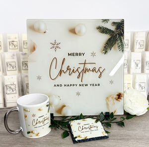 Merry Christmas and A Happy New Year Bundle (Splashback & Mug and Coaster)