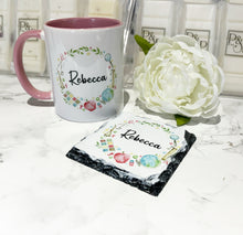 Pastel Teacher Wreath Mug and Coaster