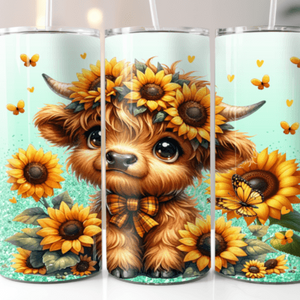 Highland Cow Sunflower Tumbler