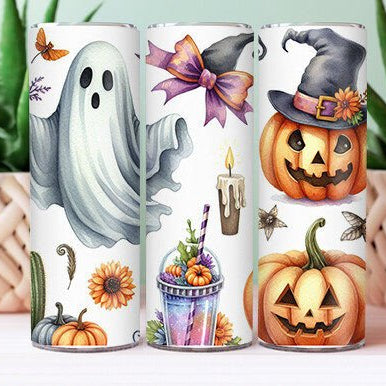 Ghosts and Pumpkins Skinny Tumbler 600ml